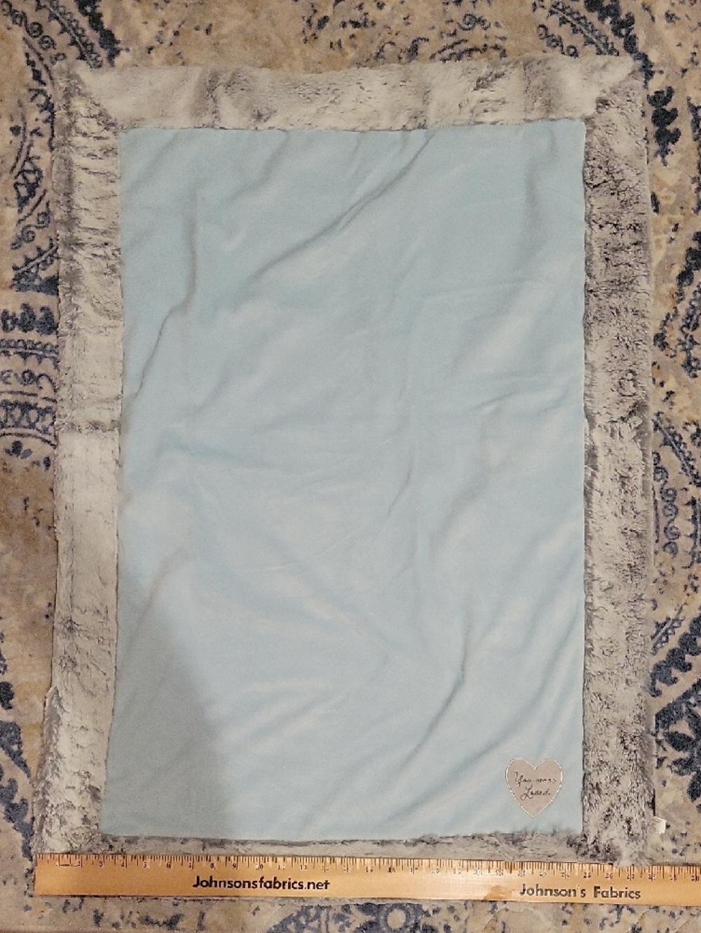 NWT Pale Blue & Gray 'You Are So Loved' Heart Baby Blanket